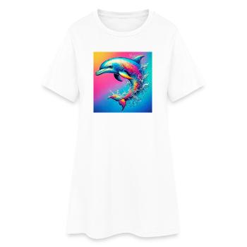 dolphin - Women’s T-Shirt Dress - white - Front