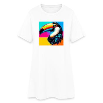 toucan - Robe T-shirt Femme - blanc - Devant