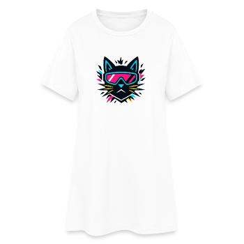 Cyber chat - Robe T-shirt Femme - blanc - Devant