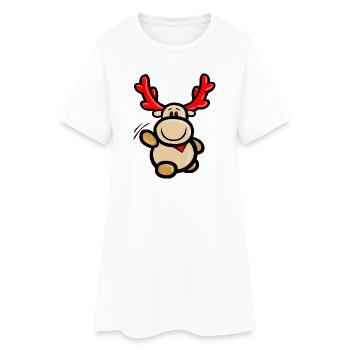 Le renne comique Elmondo salue joyeusement - Robe T-shirt Femme - blanc - Devant