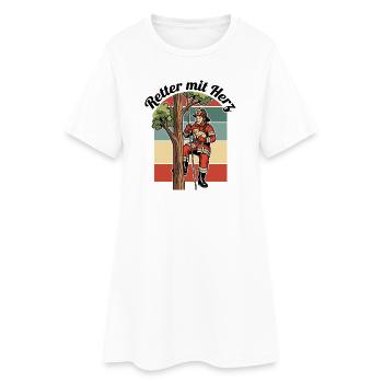 Retter mit Herz - Frauen T-Shirt-Kleid - Weiß - Vorne