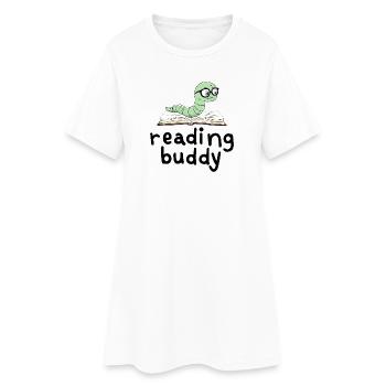Ami de lecture Mignon rat de bibliothèque avec un livre - Robe T-shirt Femme - blanc - Devant