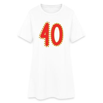 40. 40 JAHRE. 40-JÄHRIGES JUBILÄUM. 40-JÄHRIGES JUBILÄUM. - Frauen T-Shirt-Kleid - Weiß - Vorne