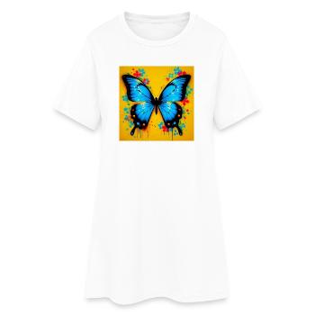 papillon - Robe T-shirt Femme - blanc - Devant