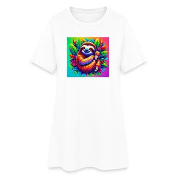 paresse - Robe T-shirt Femme - blanc - Devant