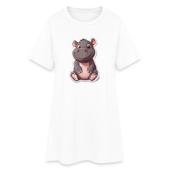 Nilpferd - Frauen T-Shirt-Kleid - Weiß - Vorne