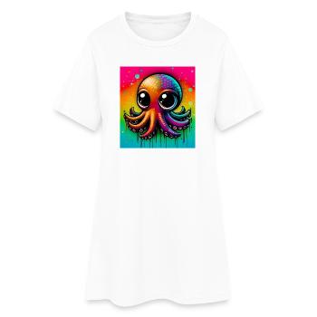 Pieuvre - Robe T-shirt Femme - blanc - Devant