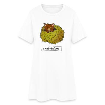 Chat-taigne - Robe T-shirt Femme - blanc - Devant