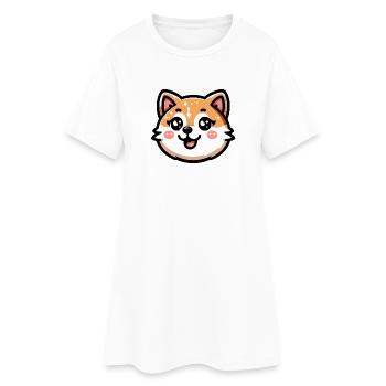 Charming Shiba Inu Cat Design - Women’s T-Shirt Dress - white - Front