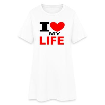 ich liebe mein Leben - Frauen T-Shirt-Kleid - Weiß - Vorne