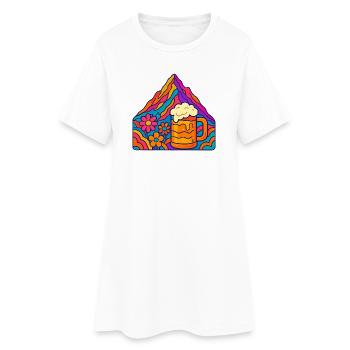 Lebendige Berglandschaft mit Bierglas - Frauen T-Shirt-Kleid - Weiß - Vorne