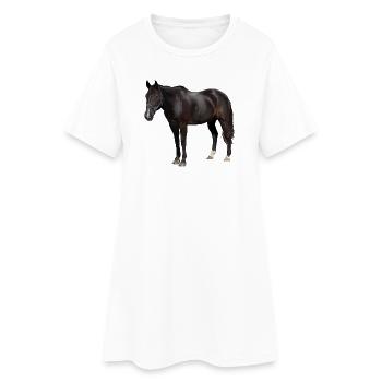 Pferd - Frauen T-Shirt-Kleid - Weiß - Vorne