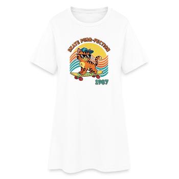 Chat de patin - Robe T-shirt Femme - blanc - Devant