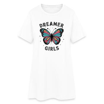 Bright Colorful Butterfly - Women’s T-Shirt Dress - white - Front