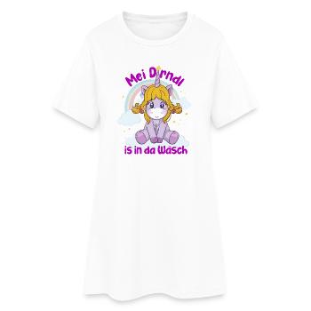 Niedlicher Einhorn Baby mit Regenbogen - Frauen T-Shirt-Kleid - Weiß - Vorne