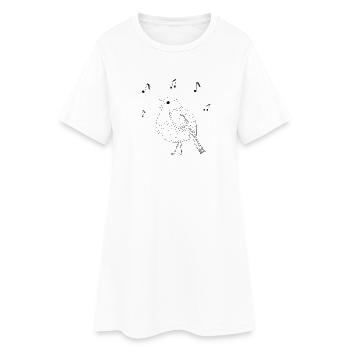 Elégant oiseau chanteur en noir et blanc - Robe T-shirt Femme - blanc - Devant