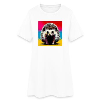 Igel - Frauen T-Shirt-Kleid - Weiß - Vorne