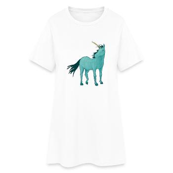 Unicorn in a cyan dress - Women’s T-Shirt Dress - white - Front