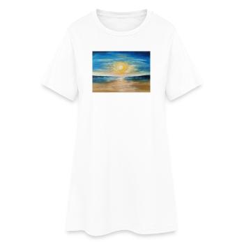 Reflet du coucher de soleil sur les eaux calmes - Robe T-shirt Femme - blanc - Devant