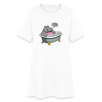 Hippo in the bath - Women’s T-Shirt Dress - white - Front