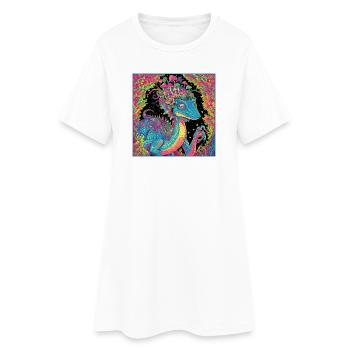 Psychedelischer Walddrache Illustration - Frauen T-Shirt-Kleid - Weiß - Vorne