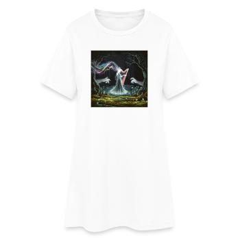 Conception de la sorcière de la harpe de la forêt enchantée - Robe T-shirt Femme - blanc - Devant