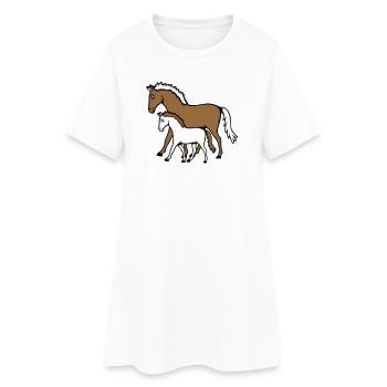 2 Süße Pferde Kind Familie Mama Papa Mutter Vater - Frauen T-Shirt-Kleid - Weiß - Vorne