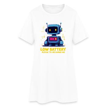 Futuristischer Roboter mit schwacher Batterie Nachricht - Frauen T-Shirt-Kleid - Weiß - Vorne