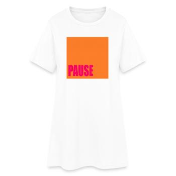 Pausen Zeichen - Frauen T-Shirt-Kleid - Weiß - Vorne