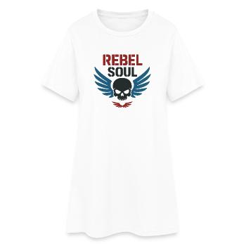 Rebel Soul – Skull & Wings - Frauen T-Shirt-Kleid - Weiß - Vorne