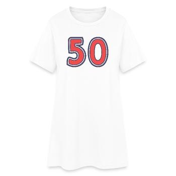 50. 50 ANS. 50e ANNIVERSAIRE. ANNIVERSAIRE 50 ANS. - Robe T-shirt Femme - blanc - Devant