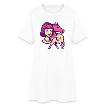 Pferdemädchen Pop-Art rosa - Frauen T-Shirt-Kleid - Weiß - Vorne