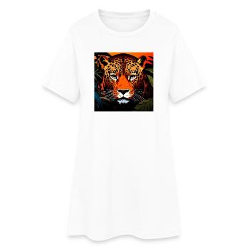 Wild Leopard Graphic - Women’s T-Shirt Dress - white - Front