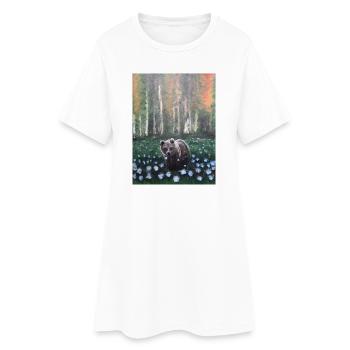 Ours dans la scène de forêt enneigée - Robe T-shirt Femme - blanc - Devant