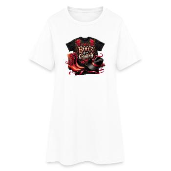 Chapeau et bottes country rouges - Robe T-shirt Femme - blanc - Devant