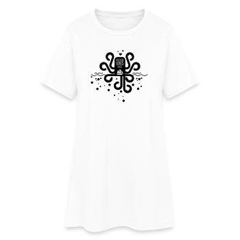 Cartoon Octopus with Hearts Embracing a Boat Illus - Robe T-shirt Femme - blanc - Devant