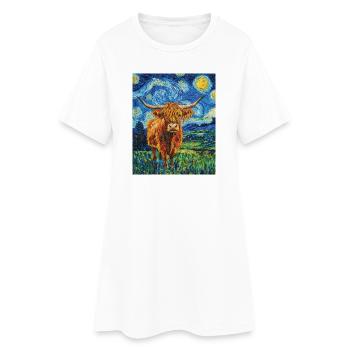 Highland Cow - Women’s T-Shirt Dress - white - Front