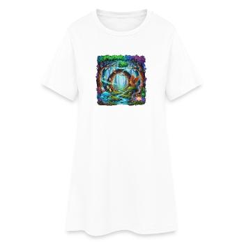 Forêt enchantée Rêve Paysage fantastique - Robe T-shirt Femme - blanc - Devant