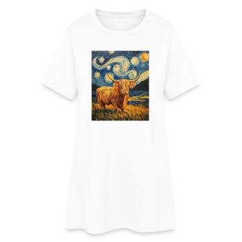 Highland Cow - Women’s T-Shirt Dress - white - Front