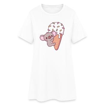 Drôle de koala s’accrochant à un cornet de crème glacée - Robe T-shirt Femme - blanc - Devant