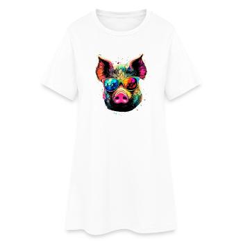 Cochon domestique Truie Cochons Love Piggy - Robe T-shirt Femme - blanc - Devant