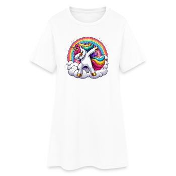 Dabbing Licorne Arc-en-ciel Licorne Enfants - Robe T-shirt Femme - blanc - Devant