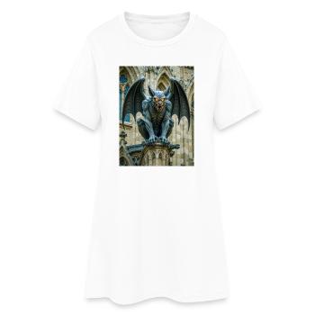Gargoyle, winged stone demon guarding Gothic  - Women’s T-Shirt Dress - white - Front