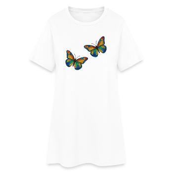 Colorful Mosaic Butterflies Design - Women’s T-Shirt Dress - white - Front