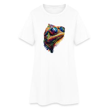 Caméléon Lézard Reptile Caméléon Iguane Lézard - Robe T-shirt Femme - blanc - Devant