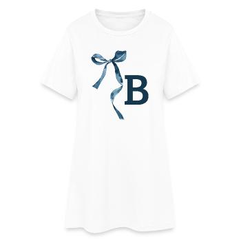 Monogramm b Geschenkidee - Frauen T-Shirt-Kleid - Weiß - Vorne