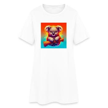 Koala - Frauen T-Shirt-Kleid - Weiß - Vorne