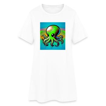 Pieuvre - Robe T-shirt Femme - blanc - Devant