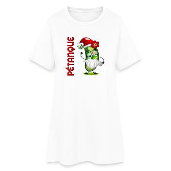 Noël pétanque Boule Cornichons - Robe T-shirt Femme - blanc - Devant