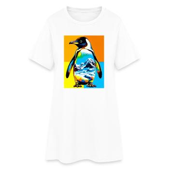 Pinguin - Frauen T-Shirt-Kleid - Weiß - Vorne